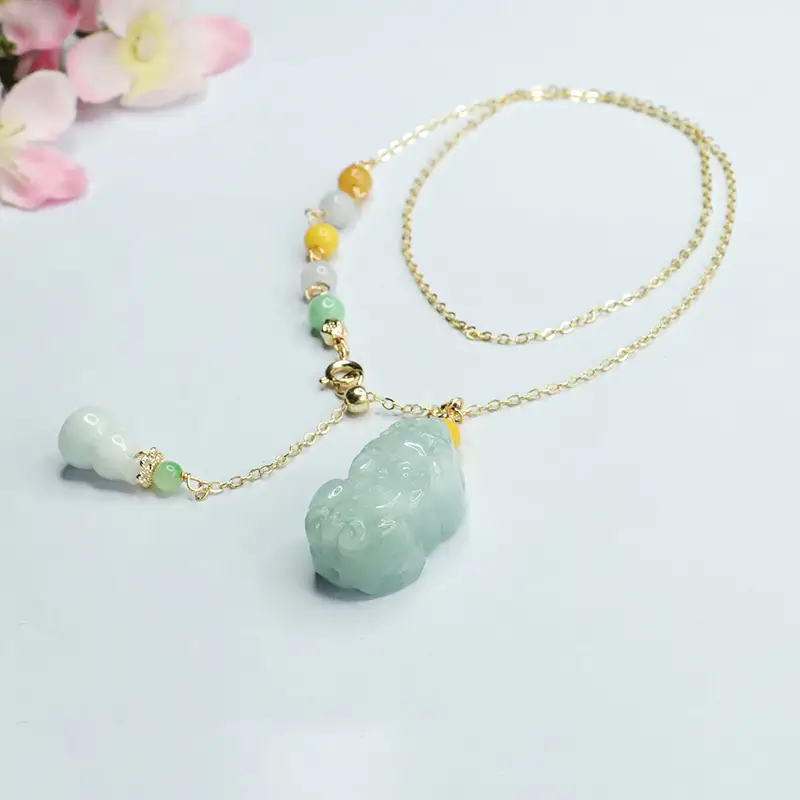 Jade Pixiu Necklace with Colorful Beads - Image 4