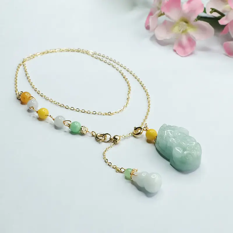 Jade Pixiu Necklace with Colorful Beads - Image 5