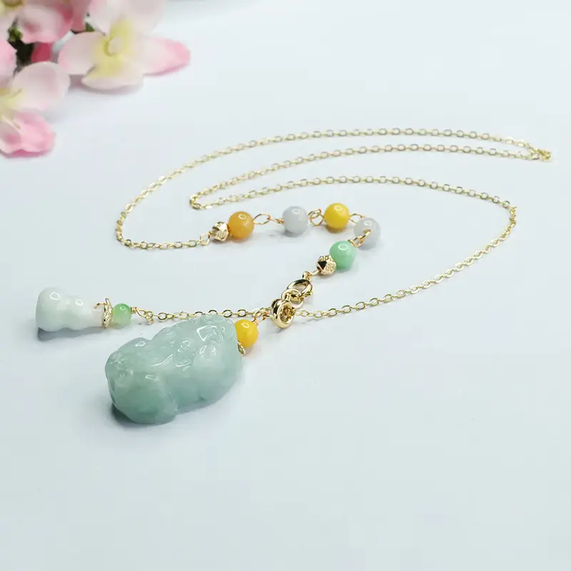 Jade Pixiu Necklace with Colorful Beads — feature 4