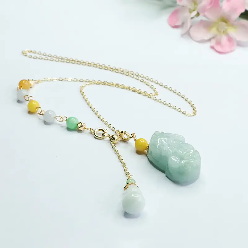 Jade Pixiu Necklace with Colorful Beads — feature 6