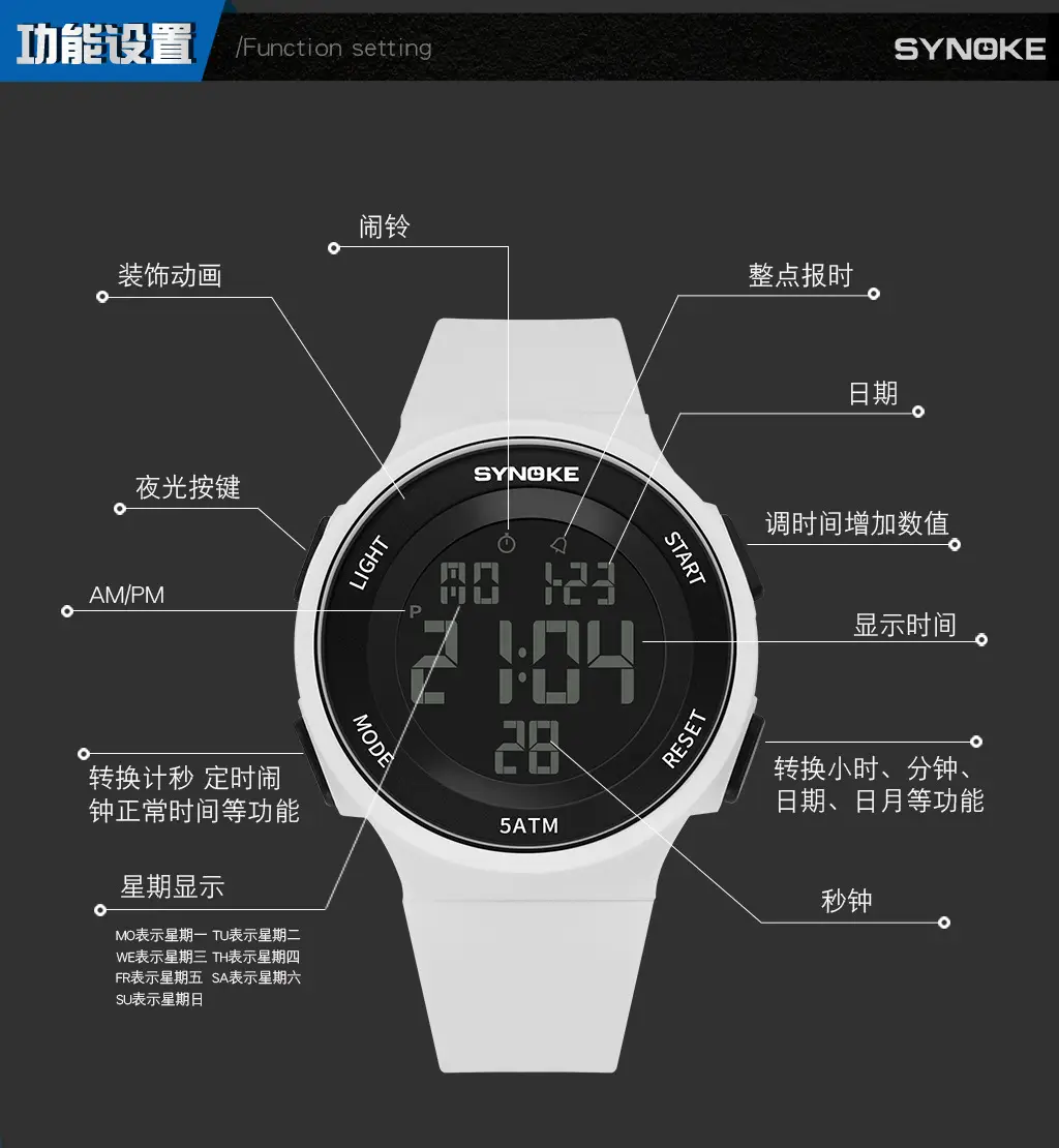 SynoKE Digital Watch with LED Band Black — feature 10