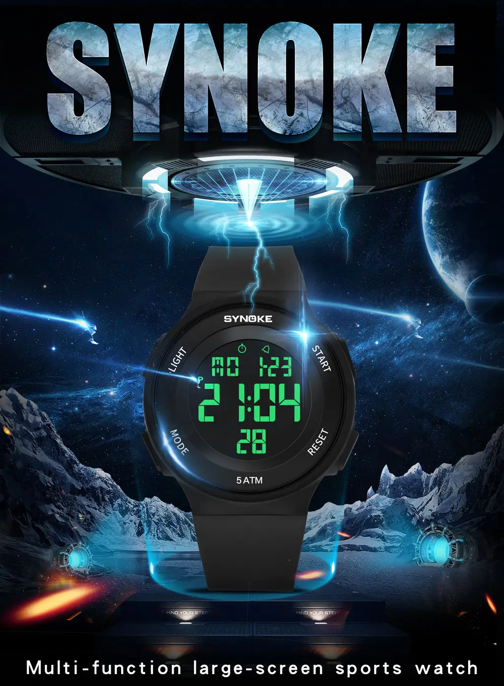 SynoKE Digital Watch with LED Band Black — feature 19