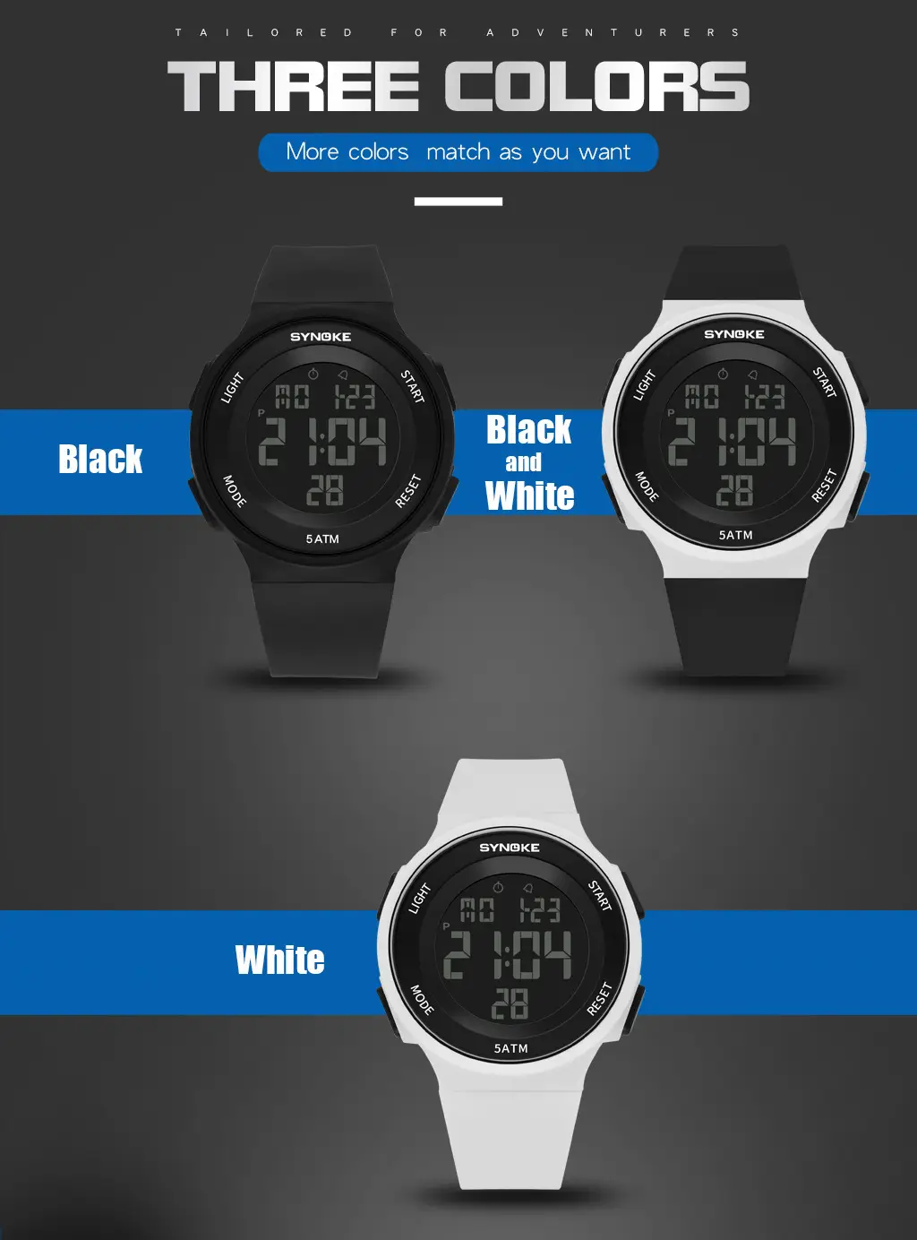 SynoKE Digital Watch with LED Band Black — feature 24