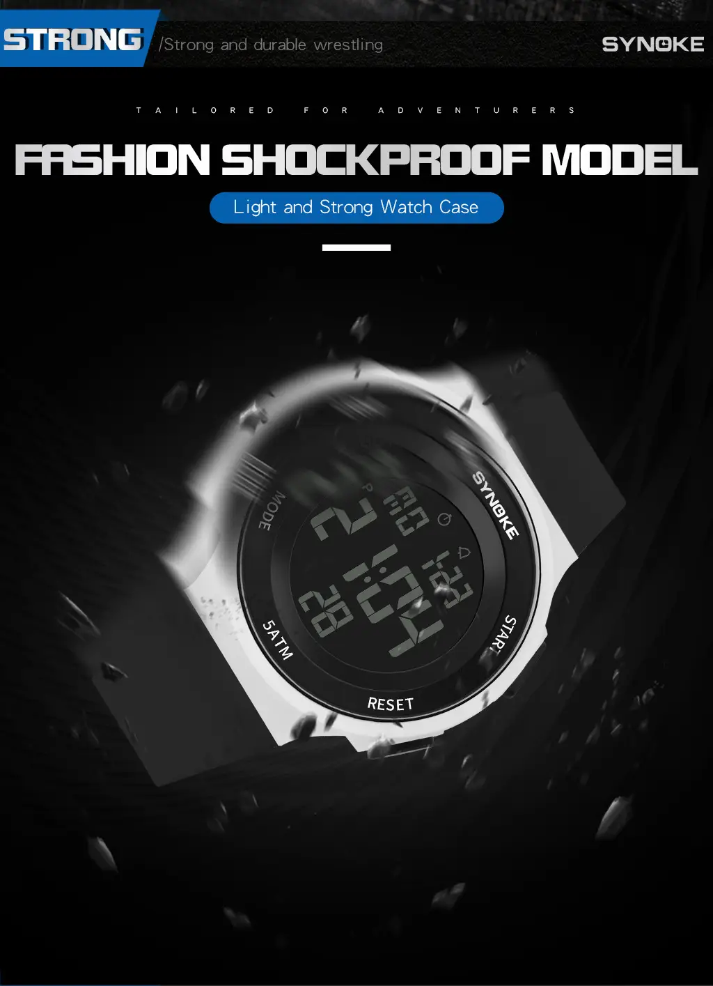 SynoKE Digital Watch with LED Band Black — feature 26