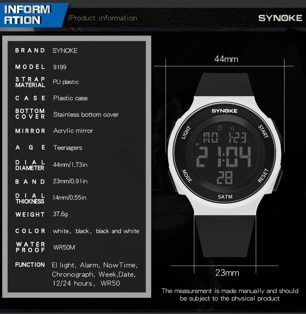 SynoKE Digital Watch with LED Band Black — feature 29