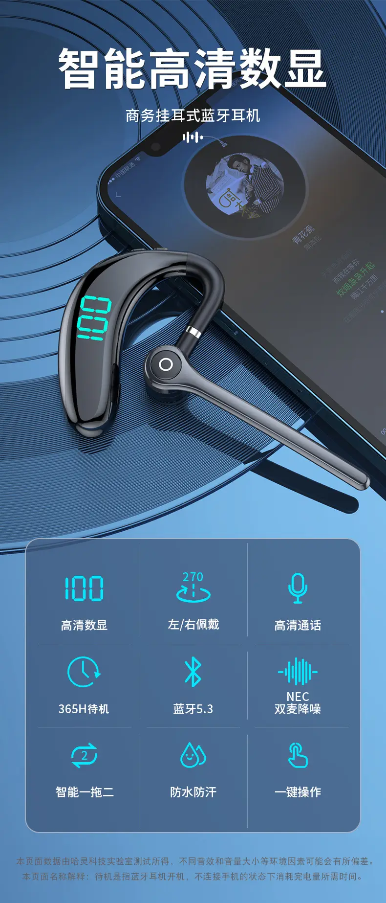 Private Model Bluetooth Earphone 180° Rotate Noise Reduction — feature 1