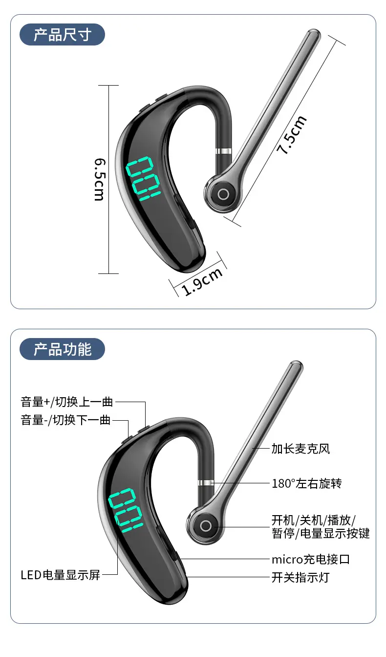 Private Model Bluetooth Earphone 180° Rotate Noise Reduction — feature 15