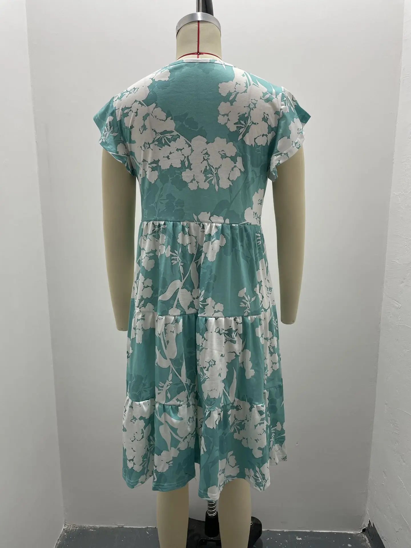 Purple Floral Flutter Sleeve Casual Dress for Women — feature 24