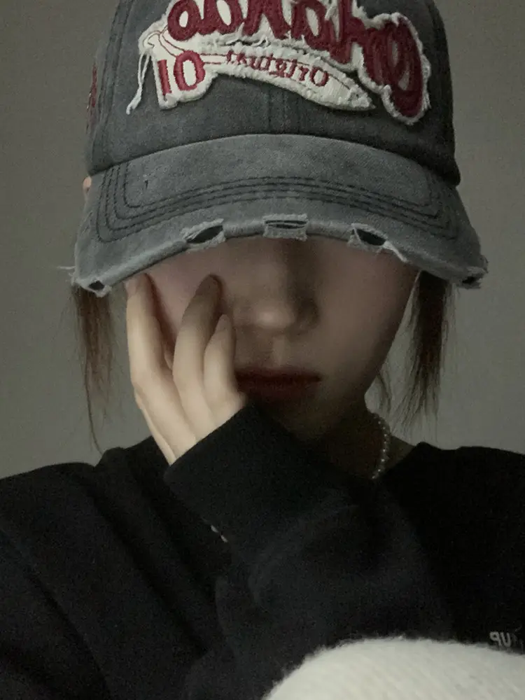 American Retro Old Baseball Cap Women's Big Head Wash Ripped Cowboy Wide Brim Cap - Image 2
