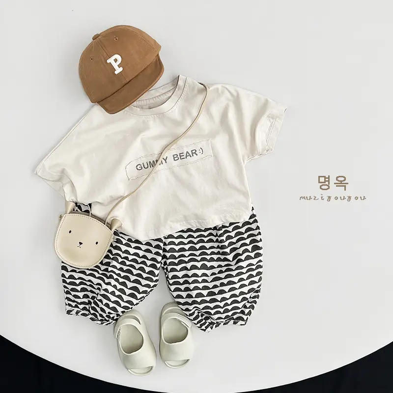 Cute Printed T-Shirt for Boys Girls Gray Loose Fit - Image 15