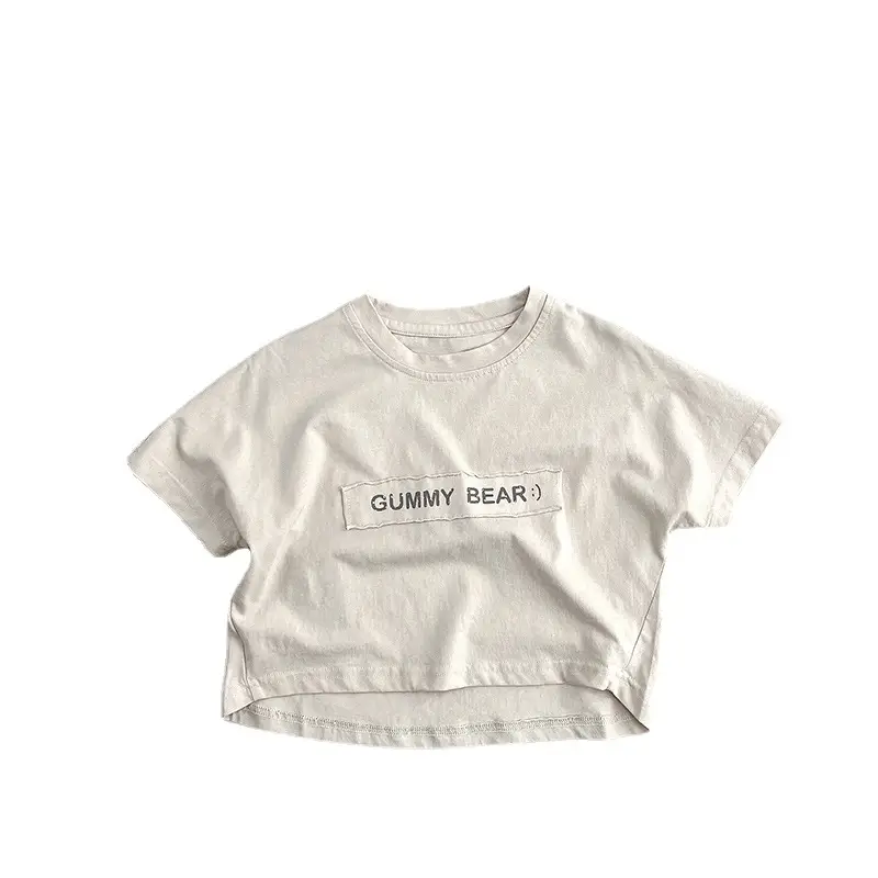 Cute Printed T-Shirt for Boys Girls Gray Loose Fit - Image 17
