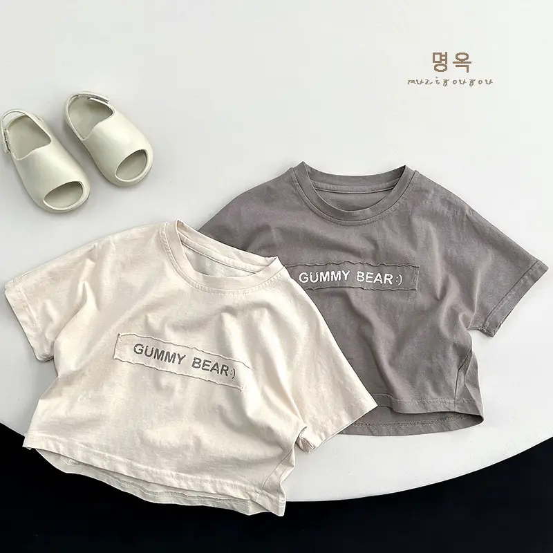 Cute Printed T-Shirt for Boys Girls Gray Loose Fit — feature 20