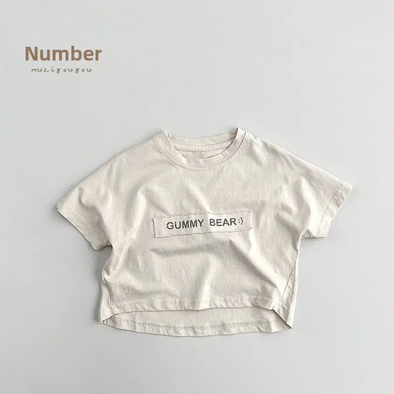 Cute Printed T-Shirt for Boys Girls Gray Loose Fit - Image 9