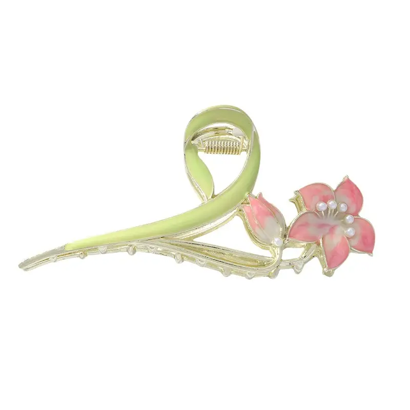 Tulip Hair Clip with Pearl Flower Design