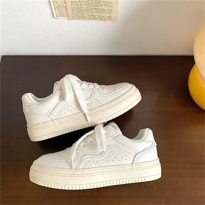 Women's White Black Platform Sneakers 2023 Spring - Image 5