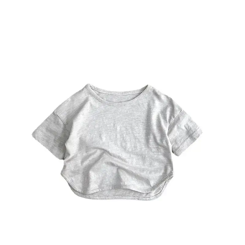 Gray Cotton Short Sleeve T-Shirt for Boys Girls - Image 35
