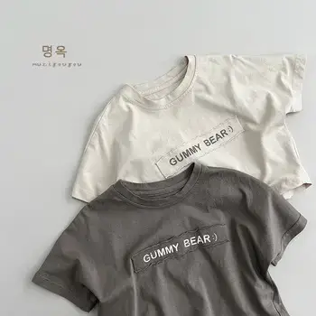 Gray Cotton Short Sleeve T-Shirt for Boys Girls — feature 11