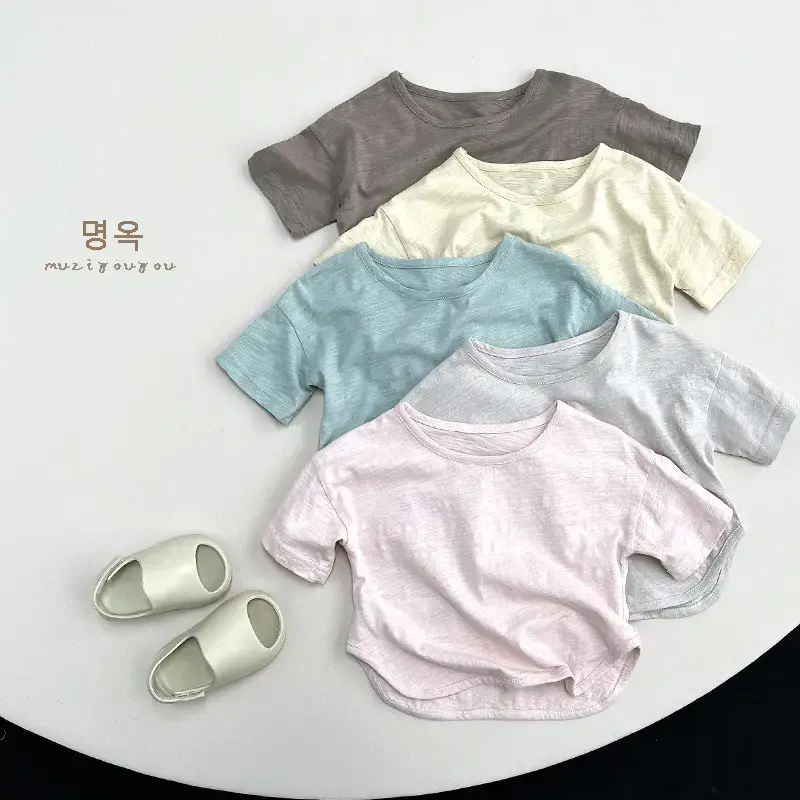 Gray Cotton Short Sleeve T-Shirt for Boys Girls — feature 18