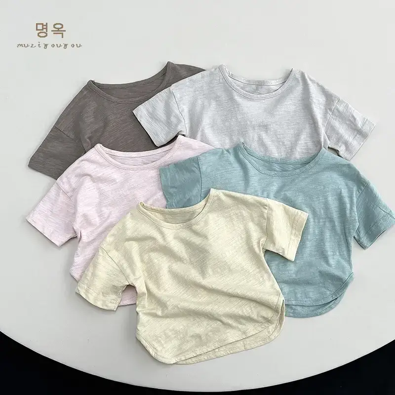 Gray Cotton Short Sleeve T-Shirt for Boys Girls — feature 20