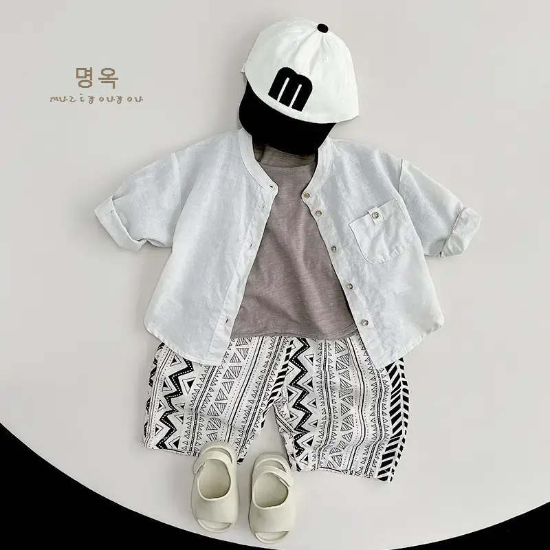 Gray Cotton Short Sleeve T-Shirt for Boys Girls — feature 22