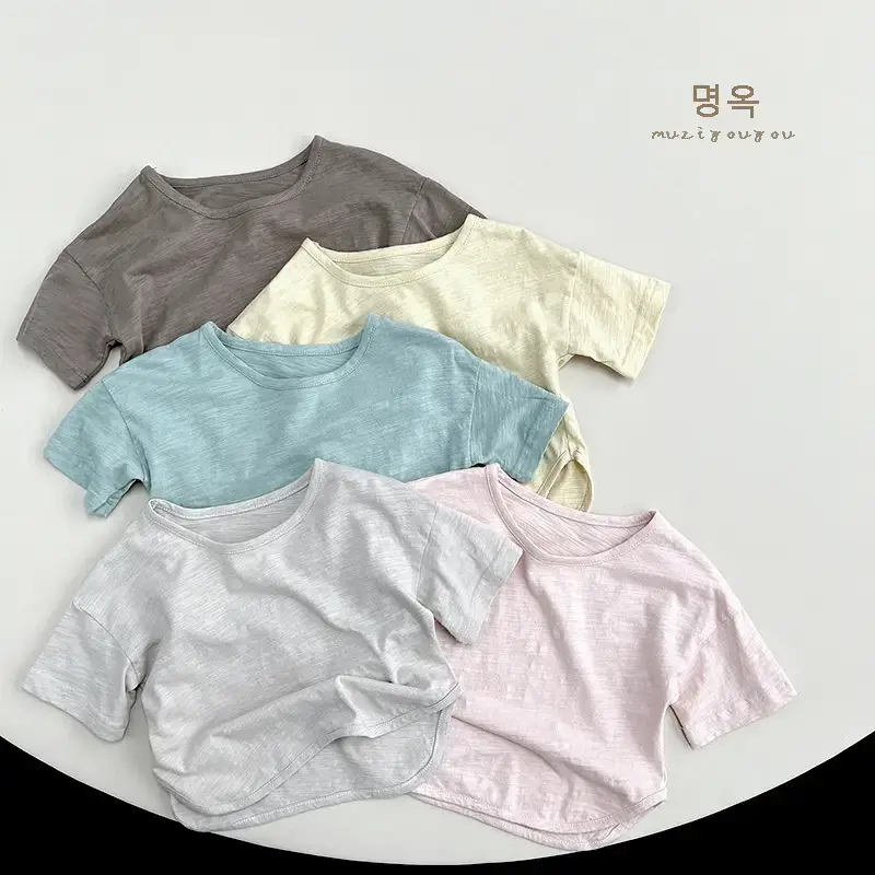 Gray Cotton Short Sleeve T-Shirt for Boys Girls — feature 32