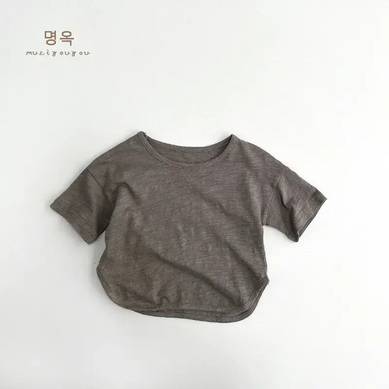 Gray Cotton Short Sleeve T-Shirt for Boys Girls — feature 28