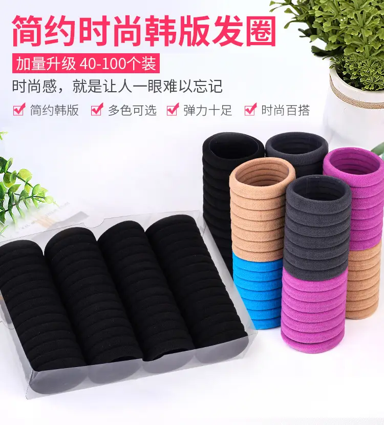 Women's Rubber Hair Rings Black 40cm Adjustable — feature 2