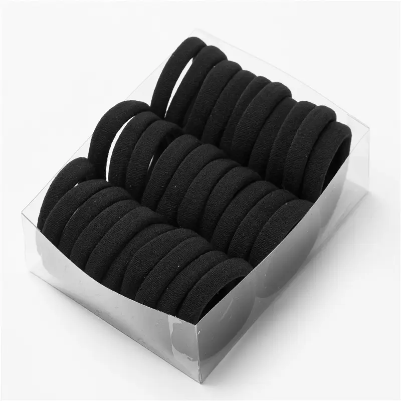 Women's Rubber Hair Rings Black 40cm Adjustable