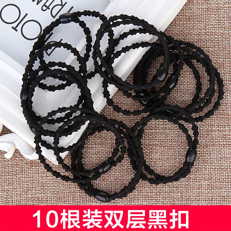 Women's Rubber Hair Rings Black 40cm Adjustable