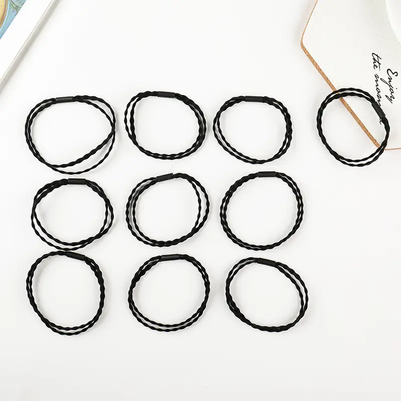 Women's Rubber Hair Rings Black 40cm Adjustable