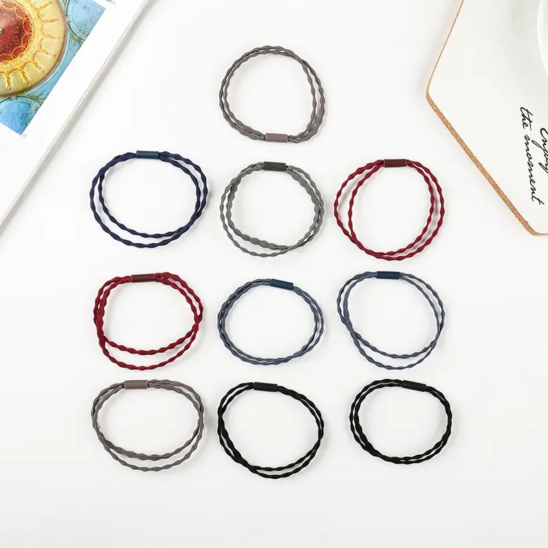 Women's Rubber Hair Rings Black 40cm Adjustable