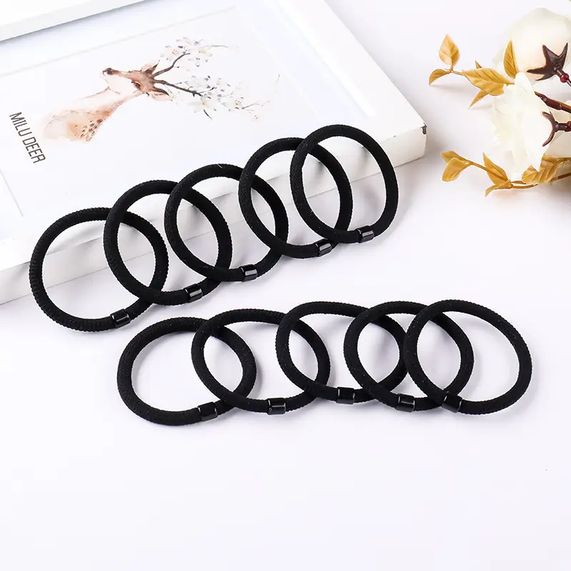 Women's Rubber Hair Rings Black 40cm Adjustable