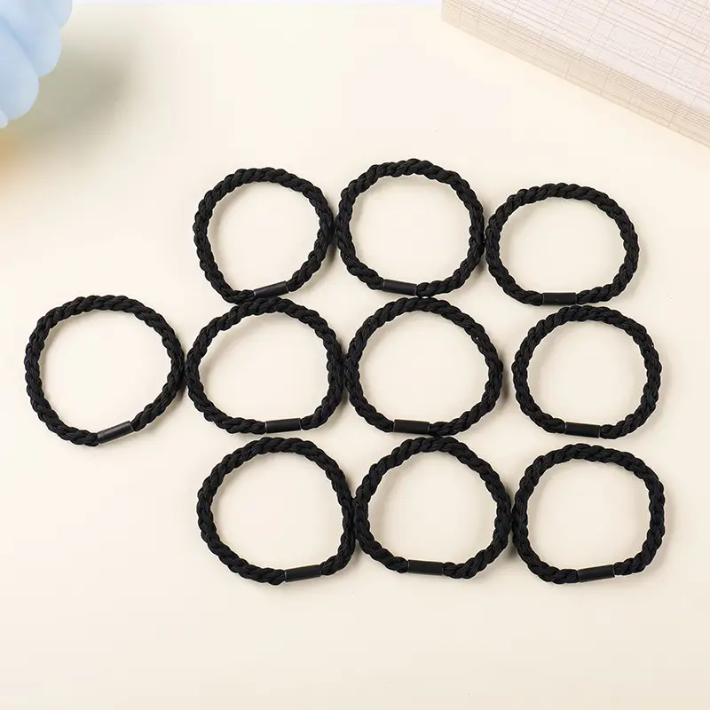 Women's Rubber Hair Rings Black 40cm Adjustable