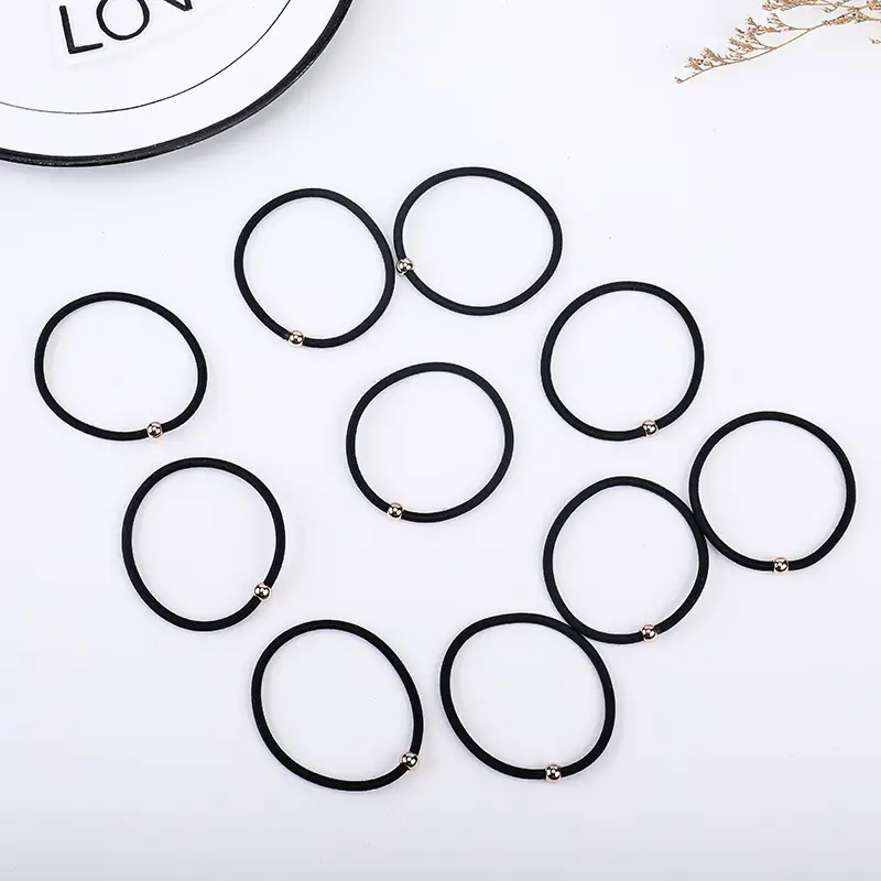 Women's Rubber Hair Rings Black 40cm Adjustable