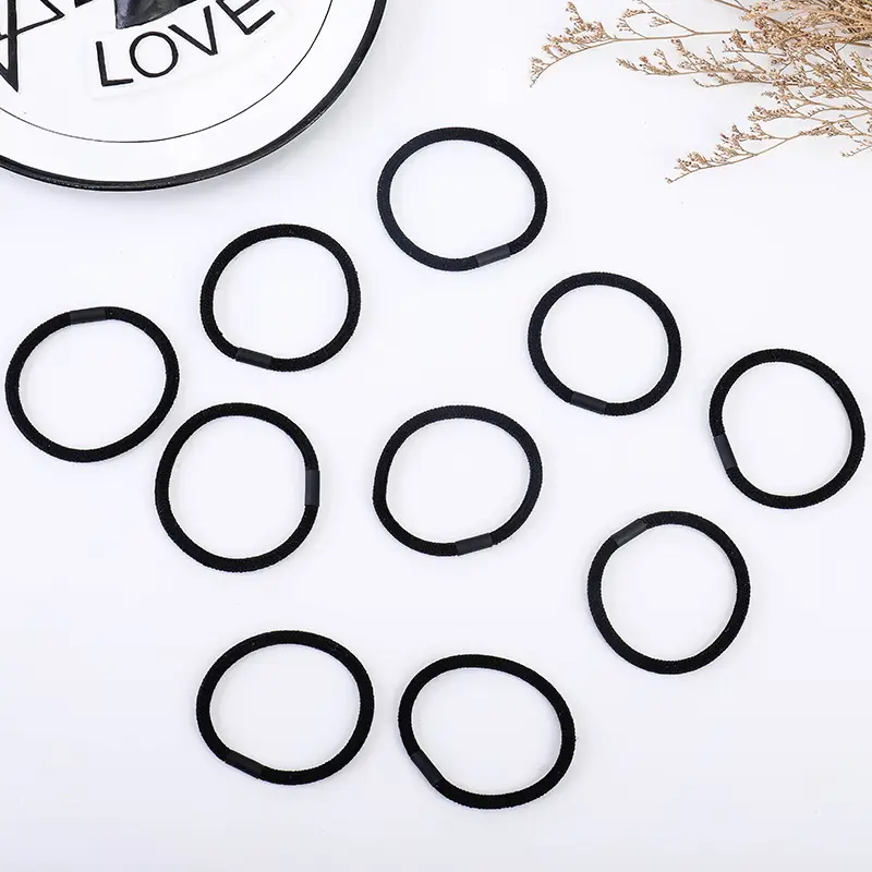 Women's Rubber Hair Rings Black 40cm Adjustable