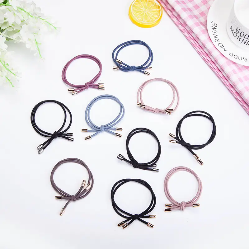 Women's Rubber Hair Rings Black 40cm Adjustable