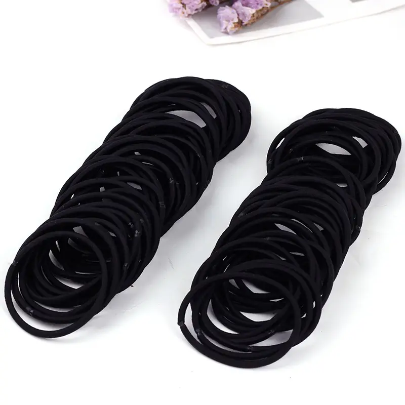 Women's Rubber Hair Rings Black 40cm Adjustable