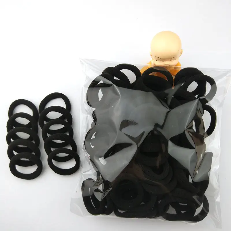 Women's Rubber Hair Rings Black 40cm Adjustable