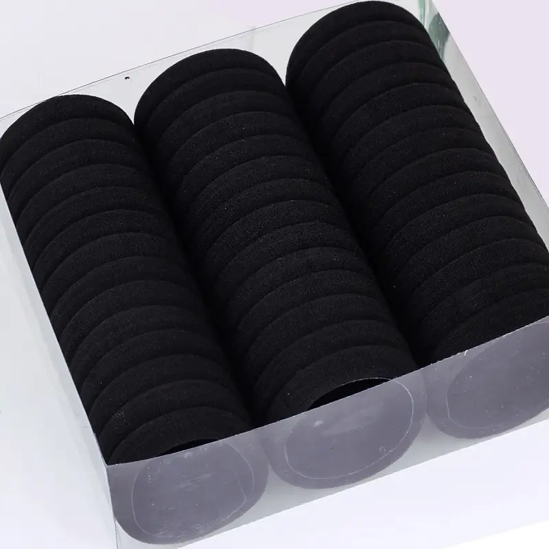 Women's Rubber Hair Rings Black 40cm Adjustable