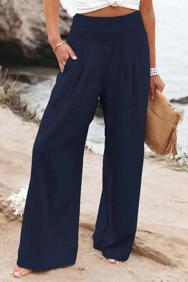 Women Cotton Linen Wide Leg Pants White Spring Summer — feature 5