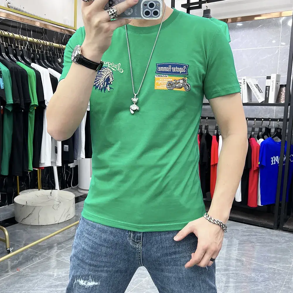 Men Black European Embroidered Slim Fit T-Shirt — feature 5