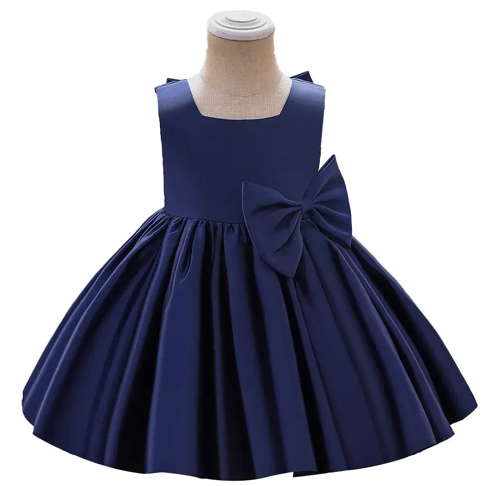 White Satin Baby Dress for One-Year-Old Girls - Image 12