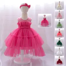 White Satin Baby Dress for One-Year-Old Girls — feature 4