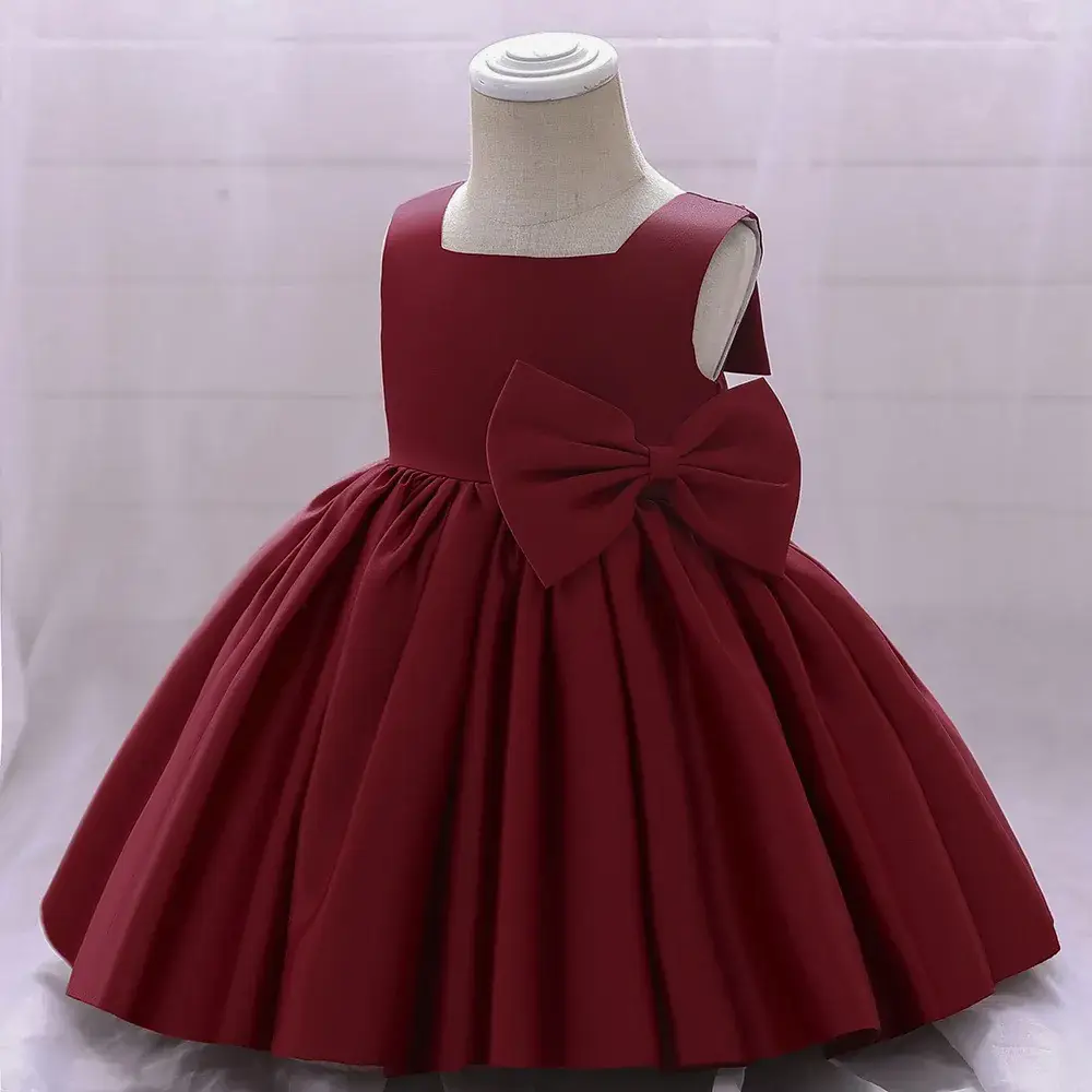 White Satin Baby Dress for One-Year-Old Girls - Image 7
