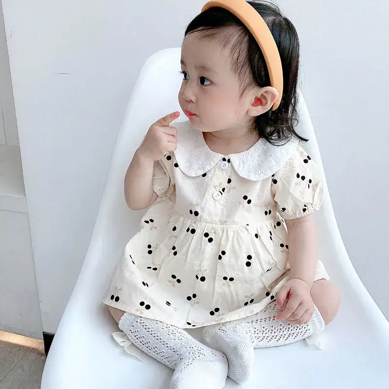 Girls Korean Style Cherry Print Short Sleeve Dress — feature 2