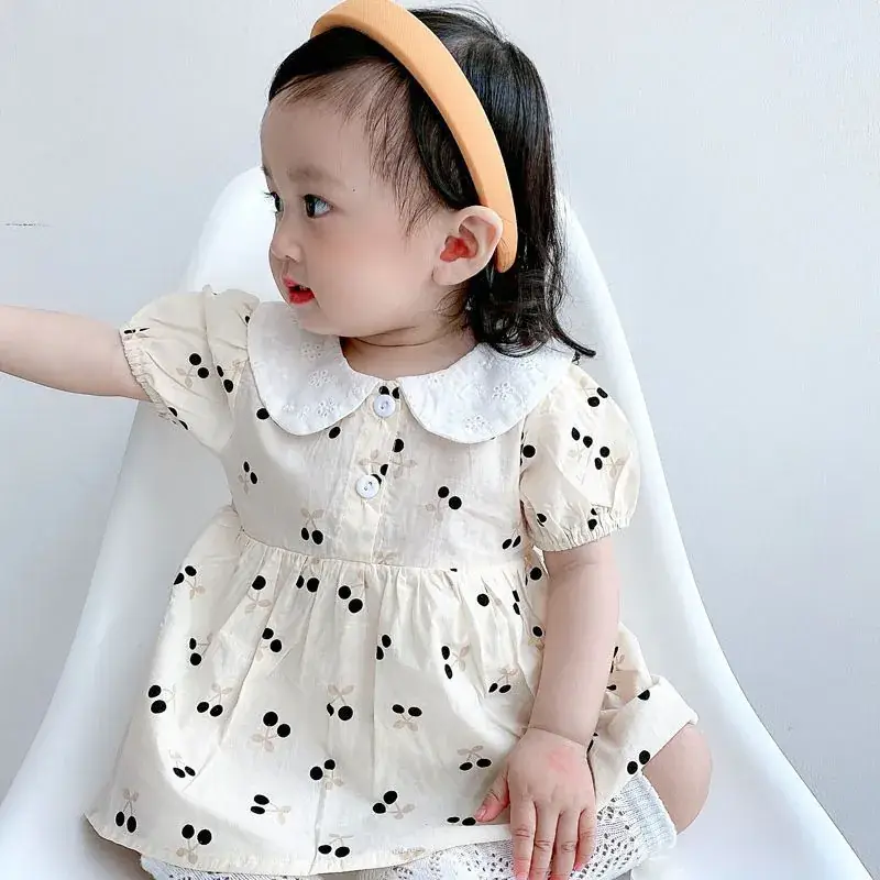 Girls Korean Style Cherry Print Short Sleeve Dress — feature 6
