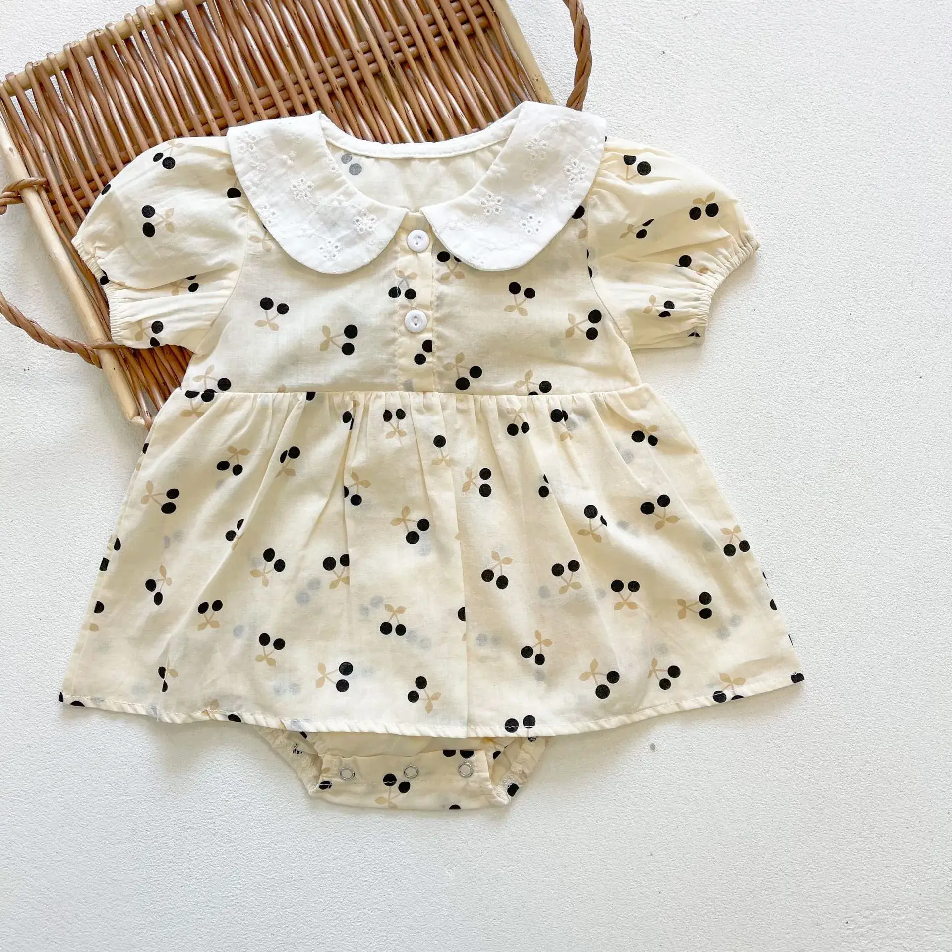 Girls Korean Style Cherry Print Short Sleeve Dress — feature 7