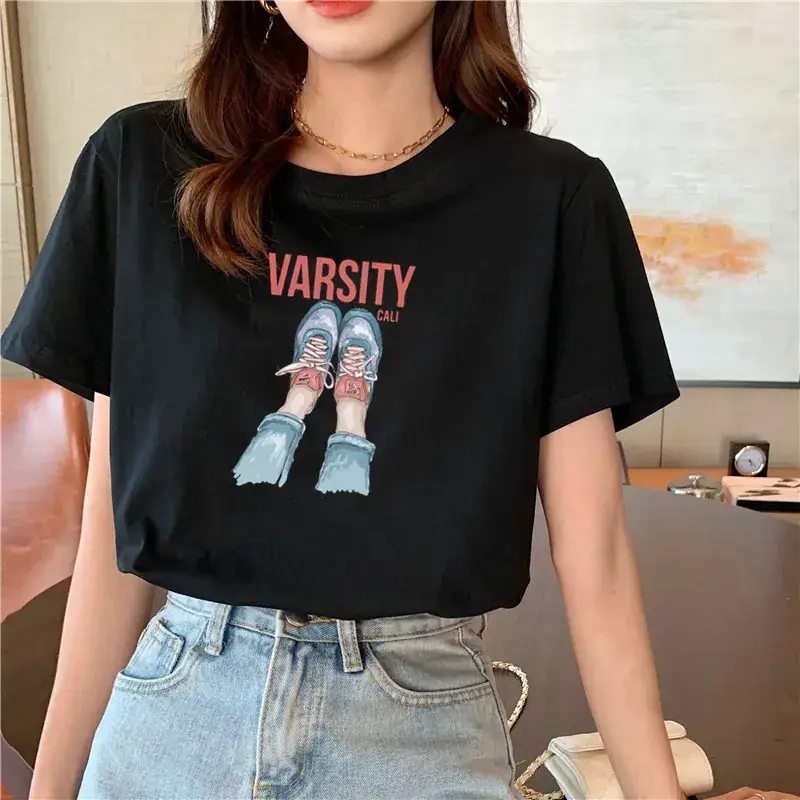 Women's Printed White Cotton T-Shirt with Student Design