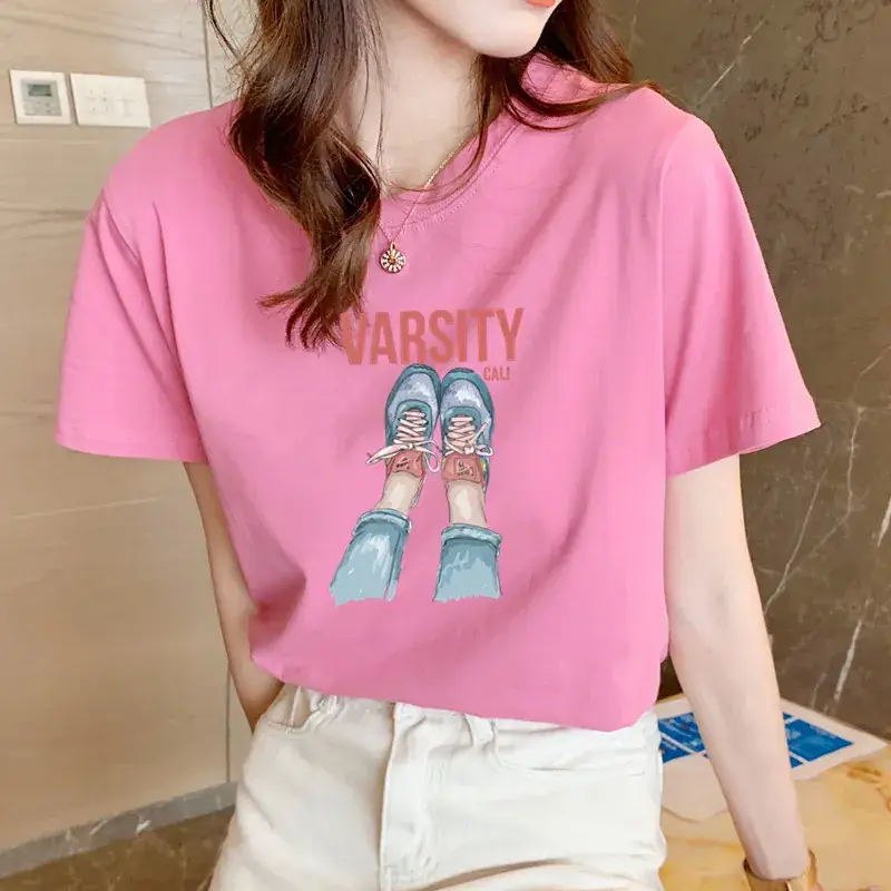 Women's Printed White Cotton T-Shirt with Student Design