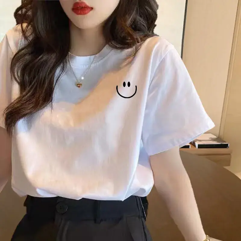 Women's Printed White Cotton T-Shirt with Student Design